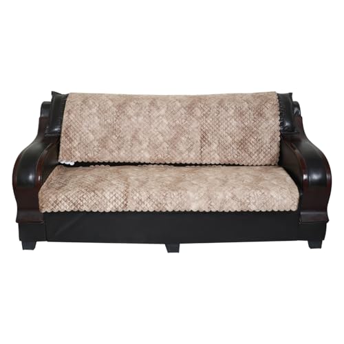 Image of 7 Seater Sofa Cover | Universal Non-Slip Fully Covered Protector for 3+2+2 Sofa Set | Durable Slipcover for Living Room Quilted Luxe (Sand Beige)