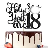 Happy 18th Birthday Cake Topper, Time to Adult, Cheers to 18 Years Cake Decor, Funny 18th Birthday Decorations Supplies Black Glitter