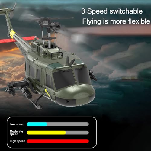 Image of 315MM UH-1 Remote Control Helicopter Aircraft for Adults Expert 6CH C032 RC Heli Maintain Altitude Brushless Motor /Optical Flow Positioning /Fly Upside Down 3D Rolling RTF Yellow 1Battery