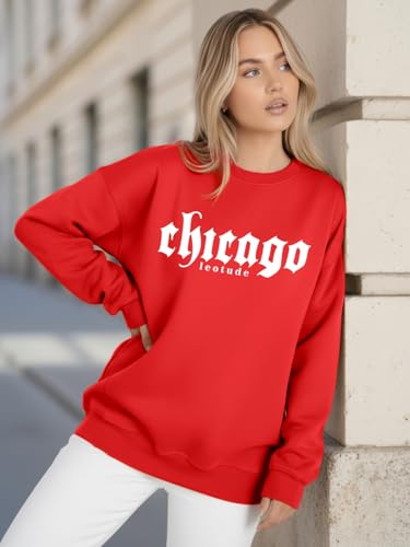 Image of LEOTUDE Women's Boyfriend Fit Loopknit Sweatshirt | Full Sleeve Drop Shoulder | Sweatshirt for Women