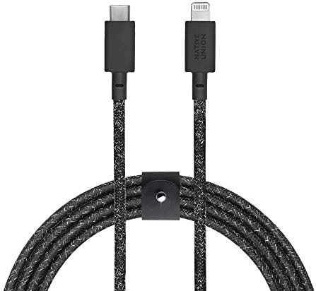 Native Union Belt Cable XL - 3m (10ft) Ultra-Strong Reinforced Durable USB-C to Lightning [MFi Certified] Charging Cable with Leather Strap compatible with iPhone/iPad (Zebra)