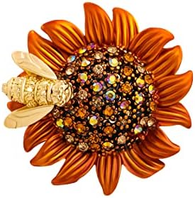 Costume Jewelry for Women Flower Brooch Pins for Women Fashion Crystal Broches Vintage Jewelry Broche Pins (Brown Sunflower bee)