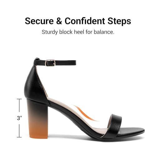 DREAM PAIRS DREAM PAIRS Women's Chunk Low Heel Pump Sandals,Size 10,Black/Pu,CHUNK