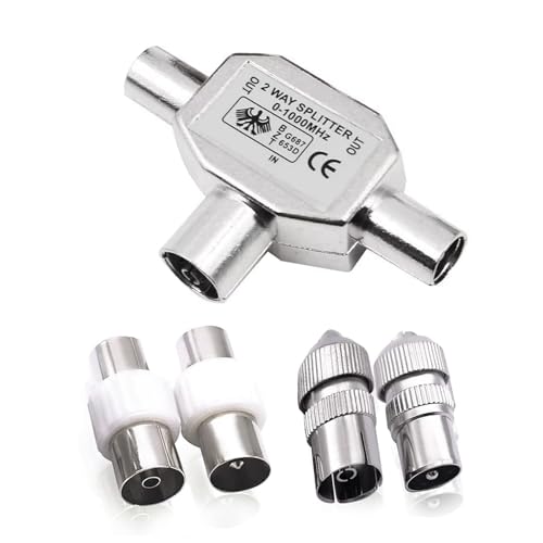 FAST-FX 1 Pcs TV Aerial Splitter 2 Way with Female and Male,Digital Aerial Splitters,Coaxial Digital Signal Antenna Splitter,Cable TV Coax Splitter Male to Male and Female to Female Aerial Connectors