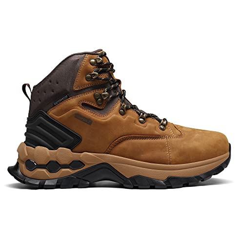 Nortiv 8 Men's Hiking Boots Leather Waterproof Backpacking Trekking Trail Outdoor Mountaineering Polar Bear Series Extra Grip Non-Slip Shoes Boots Khaki,Size 9.5 Snhb225M #TOP1