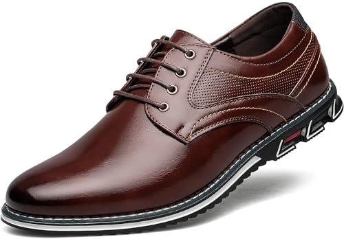 Men's Dress Shoes Wide Width, Comfort Dress Sneakers Men Fashion Business Casual Oxford Shoes Soft Derby Shoe for Working Driving Walking Brown, 11.5 Wide