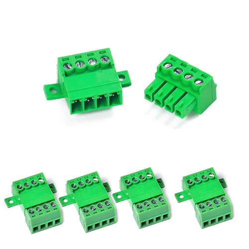 XUGERIP 5 Set 4 Pin 3.81mm Pitch Panel Mount Screw Terminal Block Connector - Phoenix Type Connector - 8A, 300V, 16-28AWG