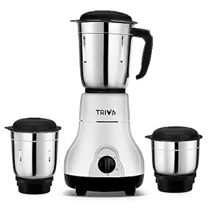 TRIVA Black Kitchen Gmax 550 Watt Mixer Grinder for Indian Kitchen with 3 Stainless Steel Jars for Wet & Dry Grinding| 3 Speed Control Copper Motor with 2 years Warranty for Smoothies Shakes Chutneys Spices & Sauces