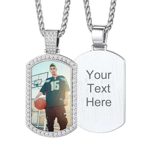 Custom4U Picture Necklace Personalized Photo for Men Women Steel/18K Gold Plated/Black Custom Angel Wings/Heart Pendant Necklace with Picture Memory Circle Chain 18-30 Inch,Hip Hop Jewelry+G