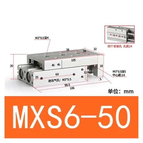 Cylindre guidé pneumatique MXS8-30 table de transfert
