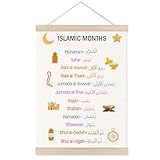 Welshower Boho Islamic Muslim Kids Poster Hanger Frame, Arabic Islamic Months Educational Wall Art Prints Decor for Classroom Toddler Kids Room Nursery Playroom, 12x16 Inch