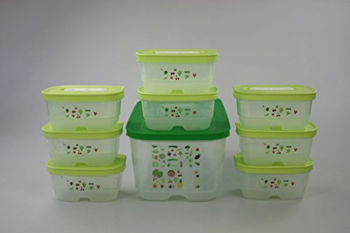 Tupperware originale TUPPERWARE Ventsmart da 8x 375 ml rettangolare verde + 1x 4,4 L verde scuro