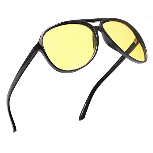 JIM HALO Polarized Aviator Sunglasses Men Women Oversize Plastic Night Driving Glasses Black