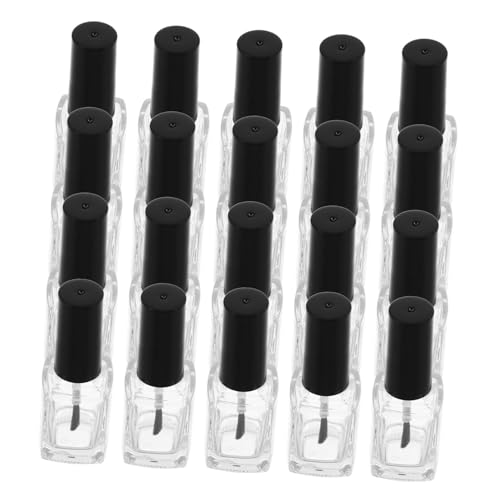 LRXIYODE 20個透明ガラス製 ネイルポリッシュボトル ブラシ付きキャップ 漏れ防止 小型詰め替え容器 ネイルオイルバイアル サンプル保存容器