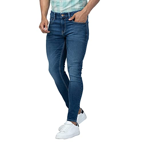 Image of Spykar Men Mid Rise Cotton Slim Fit Tapered Length Jeans (Kano)