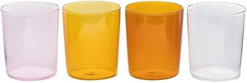 Maison Balzac Juego de 4 copas grandes de verano para mujer, color mielrosatransparenteámbar, talla única