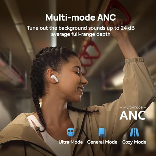 Image of HUAWEI FreeBuds SE 4 ANC Wireless Headphones, 50 Hours Battery, ANC with Multiple Modes for Commuter & Office, 4.3g Lightweight, Bluetooth 5.4, Clear Calls, IP54, White