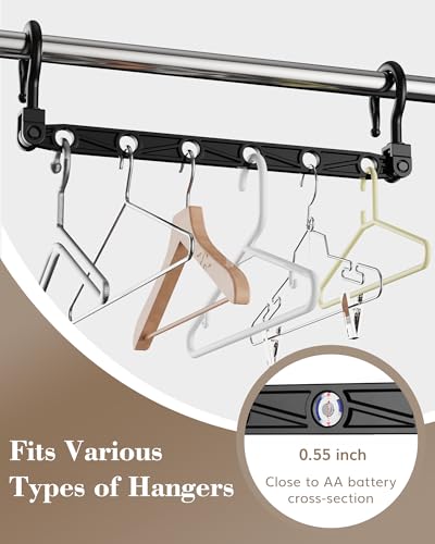 Latoxcaa Space Saving Hangers for Clothes, 8 Pcs Magic Hangers with 6 Holes & 360° Swivel, Wardrobe Organiser Hanger Hooks, Sturdy for Heavy Clothes, Dorm Essentials for Girls, Black - Image 5