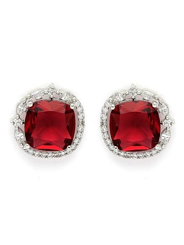 Image of Karatcart Silver Tone Green American Diamond Drop Earrings for Women