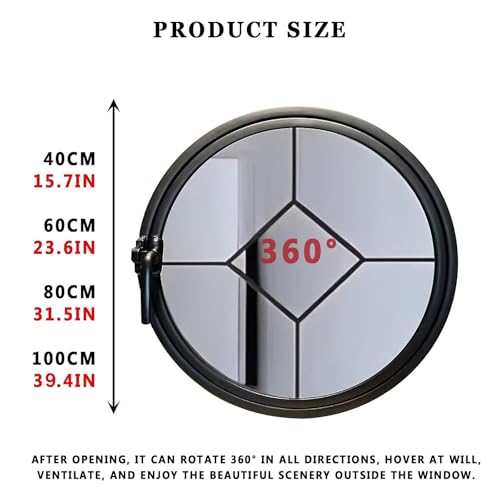 Fenêtre ronde aluminium pivot rotatif 360 pour abri