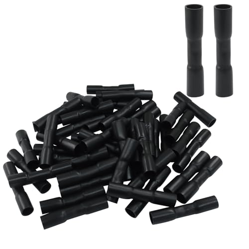 Murtenze 14-12 AWG Heat Shrink Butt Connectors, Black, 50 Pcs