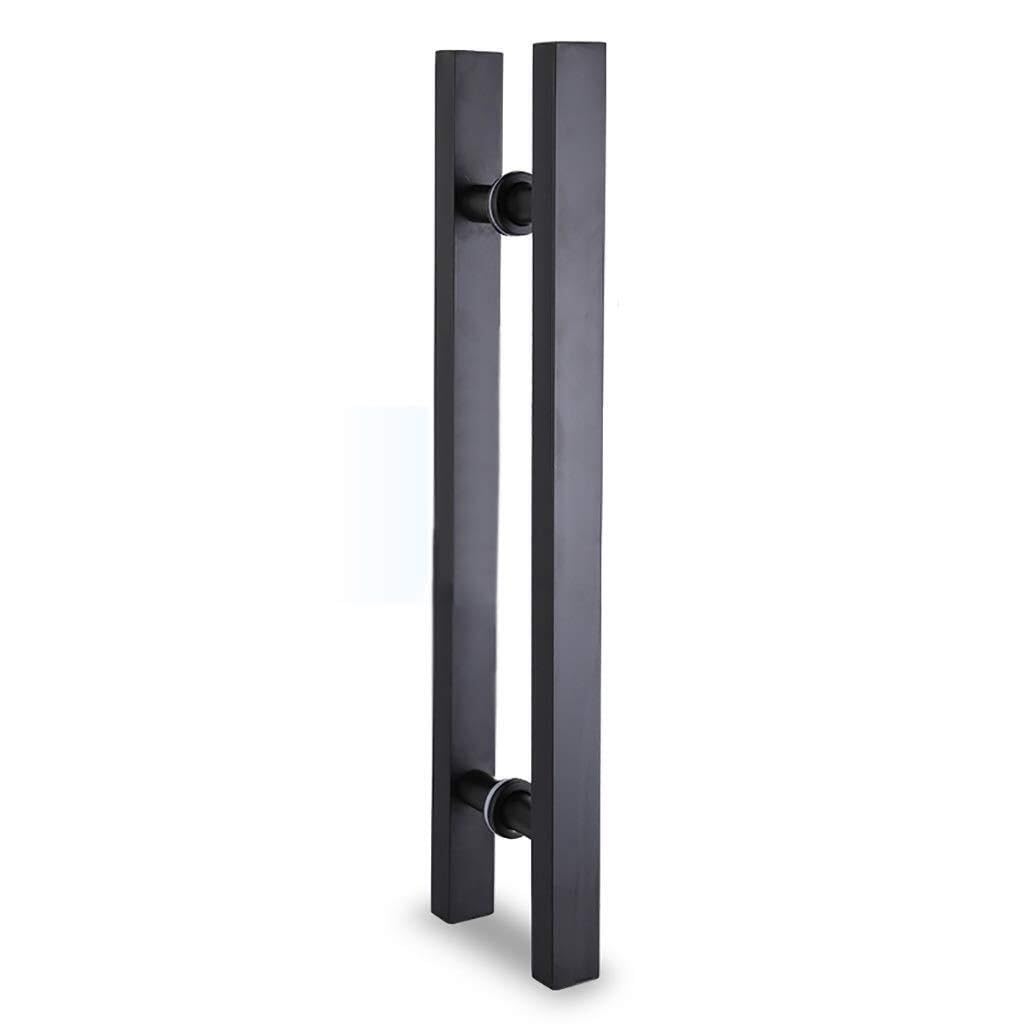 Tirador de puerta cuadrado de acero inoxidable pintado en negro para oficina, tirador de puerta de vidrio, manija de puerta de madera para el hogar, 8 tamaños (500 x 300 mm)
