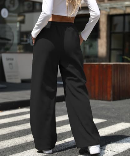 Womens Wide Leg Corduroy Pants Elastic Waisted Casual Sweatpants Adjustable Drawstring Warm Trousers with Pockets4