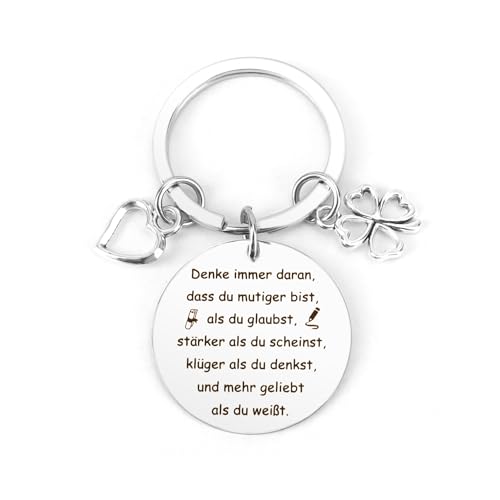 QWZify Regalo di Pasqua per sorella, fratello, figlia, figlio, adolescente, ragazza, regalo motivazionale, quadrifoglio, portachiavi portafortuna, incoraggiamento, mutmutmacher, regalo di laurea,