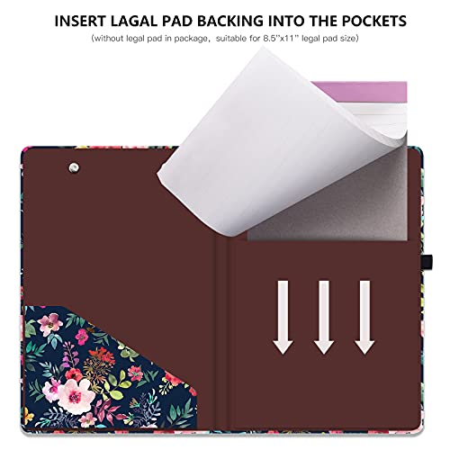 Hongri Mini Clipboard Folio with Refillable Lined Notepad and Interior Storage Pocket for Students, Classroom, Office, Women, Man, Cute Custom Pattern, Standard A5 Size 6" x 9",Spring Flower - Thumbnail 5