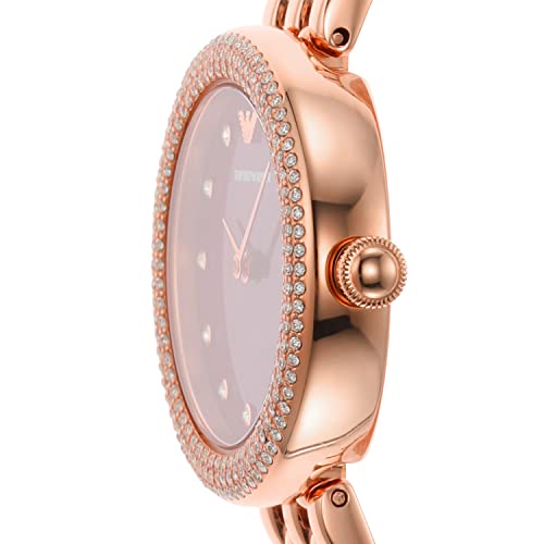 Image of Emporio Armani Stainless Steel Analog Purple Dial Women Watch-Ar11491, Rose Gold Band