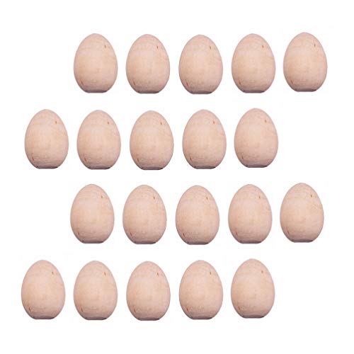 BESTOYARD イースターエッグ 木製 卵の形 DIY絵画 工芸品 装飾卵 たまご型 描画可能 手作り材料 撮影の小道具 20個セット(Sサイズ)