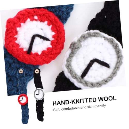 FAVOMOTO 2pcs Funny Cartoon Knitted Wristwatches for Couples and Students Soft Bracelets and Black for Parties and Festivals2
