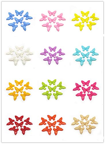 100Pcs Assorted Butterfly Shape Buttons Size 0.87" For Arts & Crafts Decoration Collections Sewing Different Color For Crafts Resin Two Holes Buttons Craft Buttons For Sewing #TOP5
