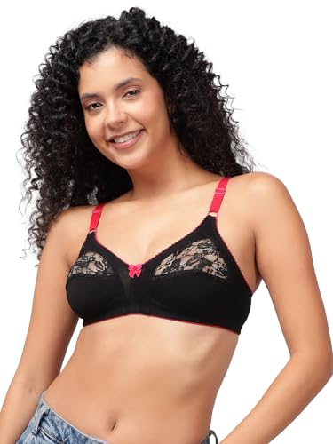 Image of Clovia Women's Cotton Solid Non-Padded Full Cup Wire Free Everyday Bra - Black