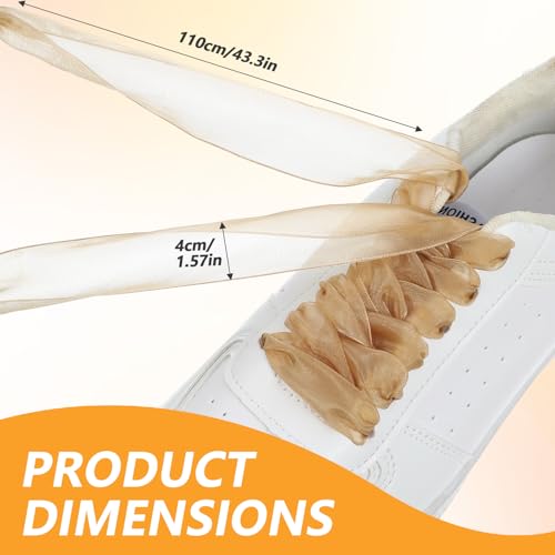 4 Pair Flat Snow Yarn Shoelaces, 43In Fashion Wide Organza Shoestrings, Soft Stain Ribbon Shoelace for Women Sneakers (4 CM)2