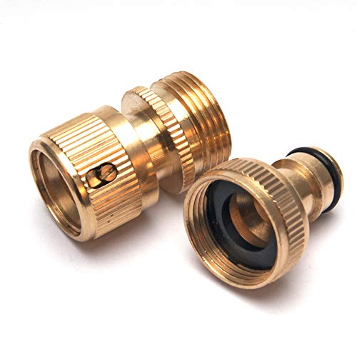 Adaptador de conector de 3/4 de pulgada manguera de jardín de latón,enchufe de rosca macho y enchufe de rosca hembra,para conexiones de manguera pistolas de lavado de autos y riego de jardín