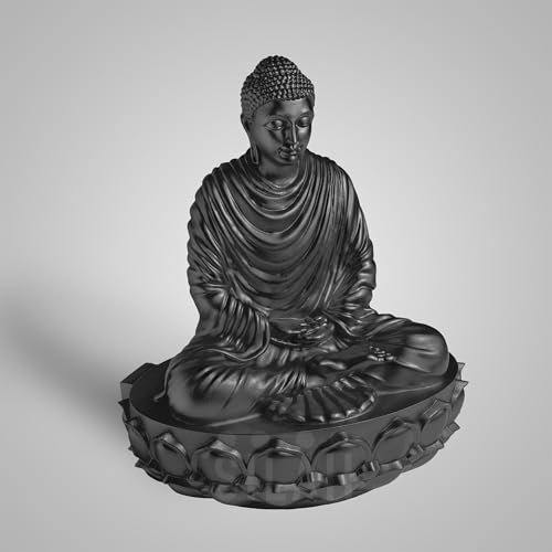 Image of SILAII Gautama Buddha Statue for Home Decor - 1 Feet | Matte Black Buddha Showpiece for Home & Office | Spiritual Buddha Idols for Home Decor