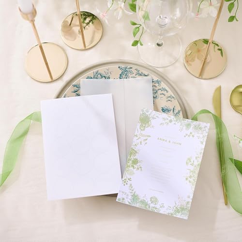 45 conjuntos de jaquetas de velino pré-dobradas de luxo com cartões brancos em branco de 13 cm x 18