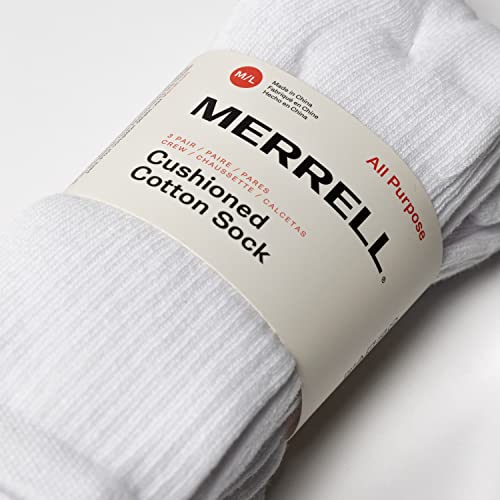 Image of Merrell Unisex Adult Men's and Women's Cushioned Cotton Crew Socks - 3 & 6 Pairs - Breathable Mesh Comfort Zones