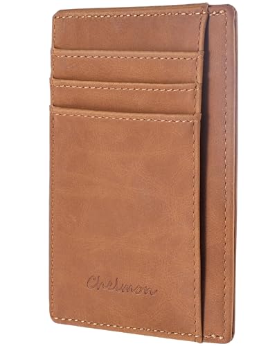 Image of Chelmon Slim Wallet for Men, Minimalist Front Pocket RFID Blocking Credit Card Holder