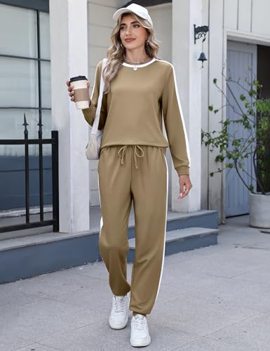Image of Marvmys Women Long Sleeve Tracksuits Fashion 2 Piece Lounge Set Travel Outfits Jogger Set