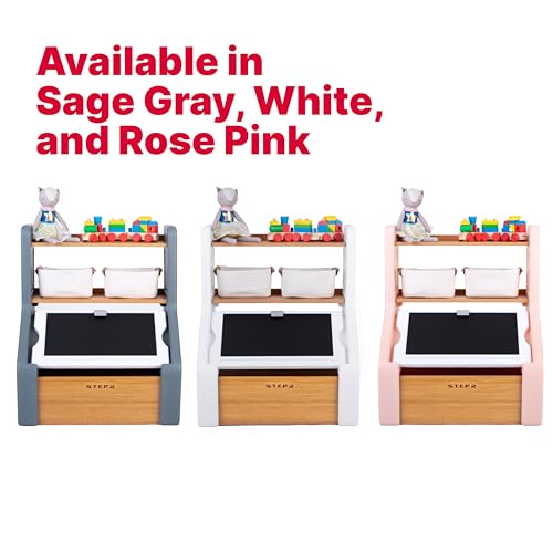 Step2 Harmony Toy Storage Box, Kids Toy Storage Bin with Chalkboard Lid, Easel & Toy Organizer in One, Made of Durable Plastic, For Toddlers 2+ Years Old, Sage Gray - image 8