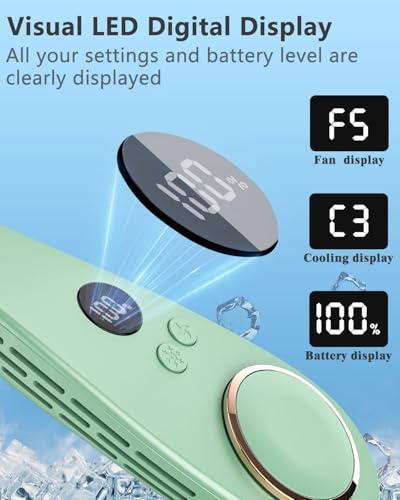 Image of Personal Neck Air Conditioner with Cooling Plates, 5500mAh Long Battery Life, Silent Wearable Cooling Neck Fan, Bladeless lightweight Headphone Fans for Hot Flash Women Adult Outdoors, Light Green