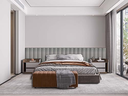 Cabeceira Estofada Suede Para Cama Box - Módulo 20cm x 60cm (Cinza)