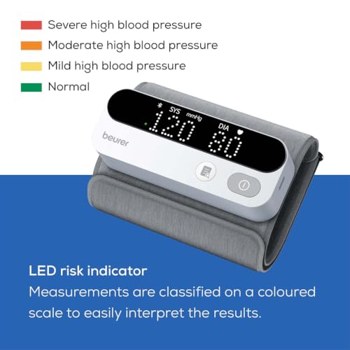 Image of Beurer German Engineering BM 59 Wireless Upper Arm Blood Pressure Monitor, Tube-Free Armband, Bluetooth App Connectivity, LED Risk Indicator, Arrhythmia Detection, Digital BP Machine (22-42 cm)
