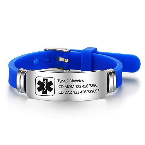 Free Engraving 9 Inch Silicone Adjustable Medical Bracelets Sport Emergency ID Bracelets