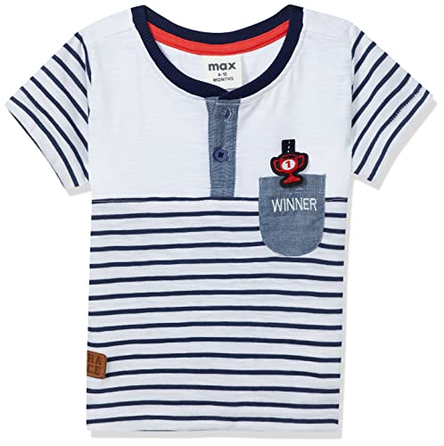 Image of Max Boy's Striped Henley Neck Regular Fit T-Shirt