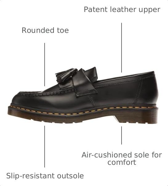 Image of Dr. Martens Men's Adrian Tassel Loafers, Black, 7 Medium US