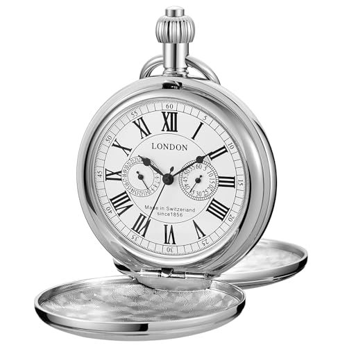 Realpooユニークなメンズ機械式懐中時計、ローマ数字デジタルスケール機械式懐中時計、男性用。, SWQ-115。, ファッション。