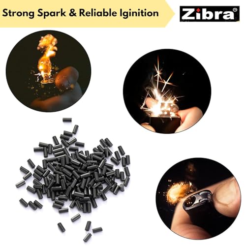 Image of Zibra Universal Lighter Flint Stone I Black 50 Genuine Lighter Flint Pellet I Strong Spark Fire Starter Replacement Flint I Compatible with Zippo, Clipper & Other Wheel Lighters